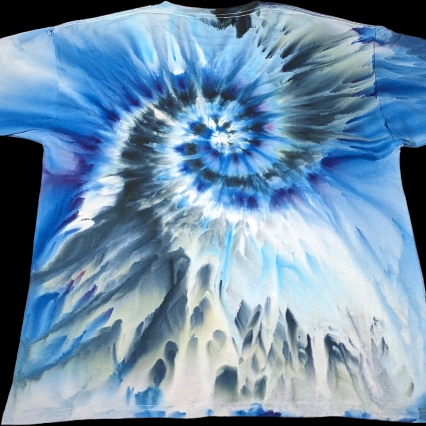 Fundraiser Benefit - Large Ween Inspired Blue Spiral Ice/Tie Dye Screen Printed Shirt