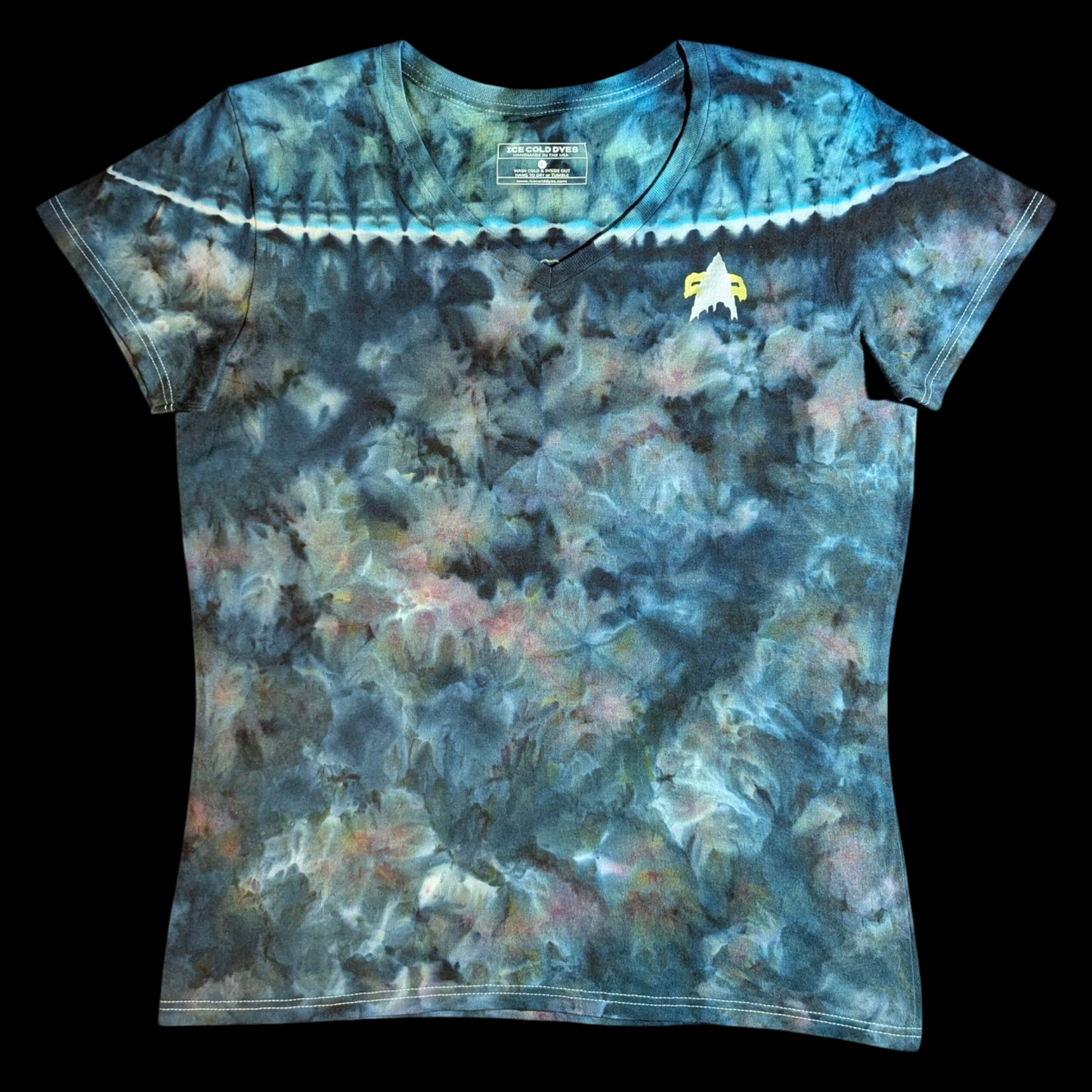 Ladies V-Neck Star Trek Inspired Ice Dyed Shirts (In-Stock)