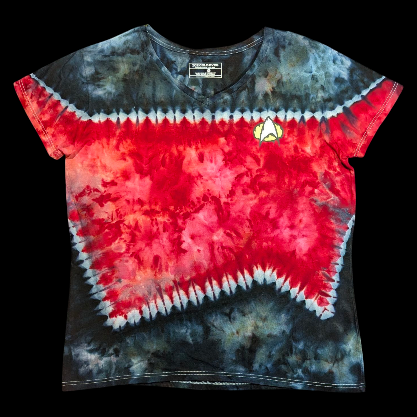 Ladies V-Neck Star Trek Inspired Ice Dyed Shirts (In-Stock)