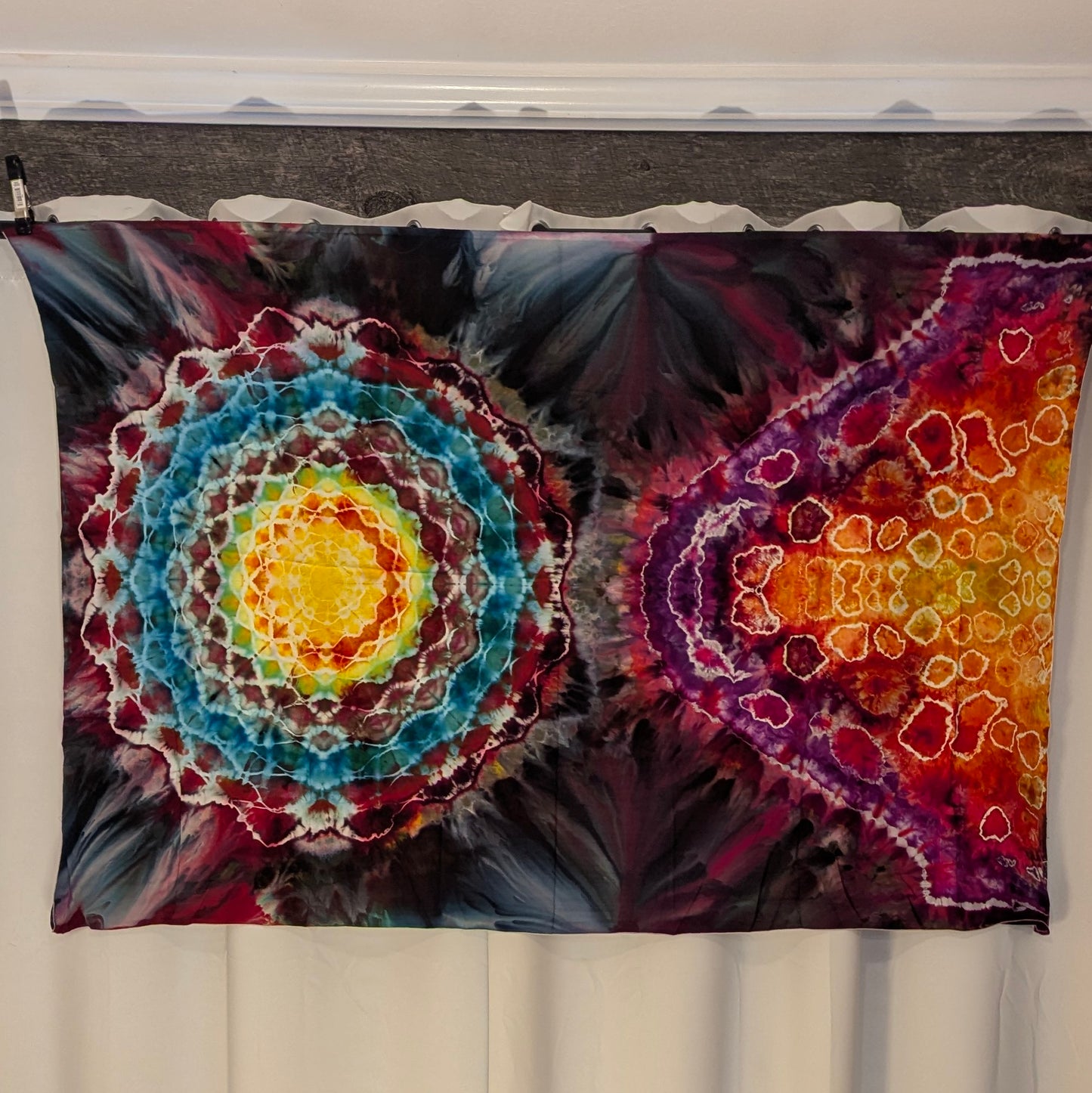 Floating Mandala Burst - Soft Rayon Ice Dyed Tapestry / Sarong