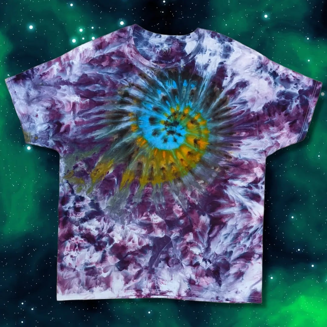 Galaxy Mollusk Spiral Ice Dyed Shirt - XL