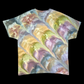 T-shirt with a colorful abstract design on a black background