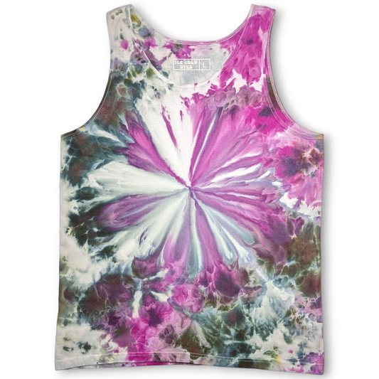 Almost Floral - Mens Cut Ice Dyed Tank Top - Large