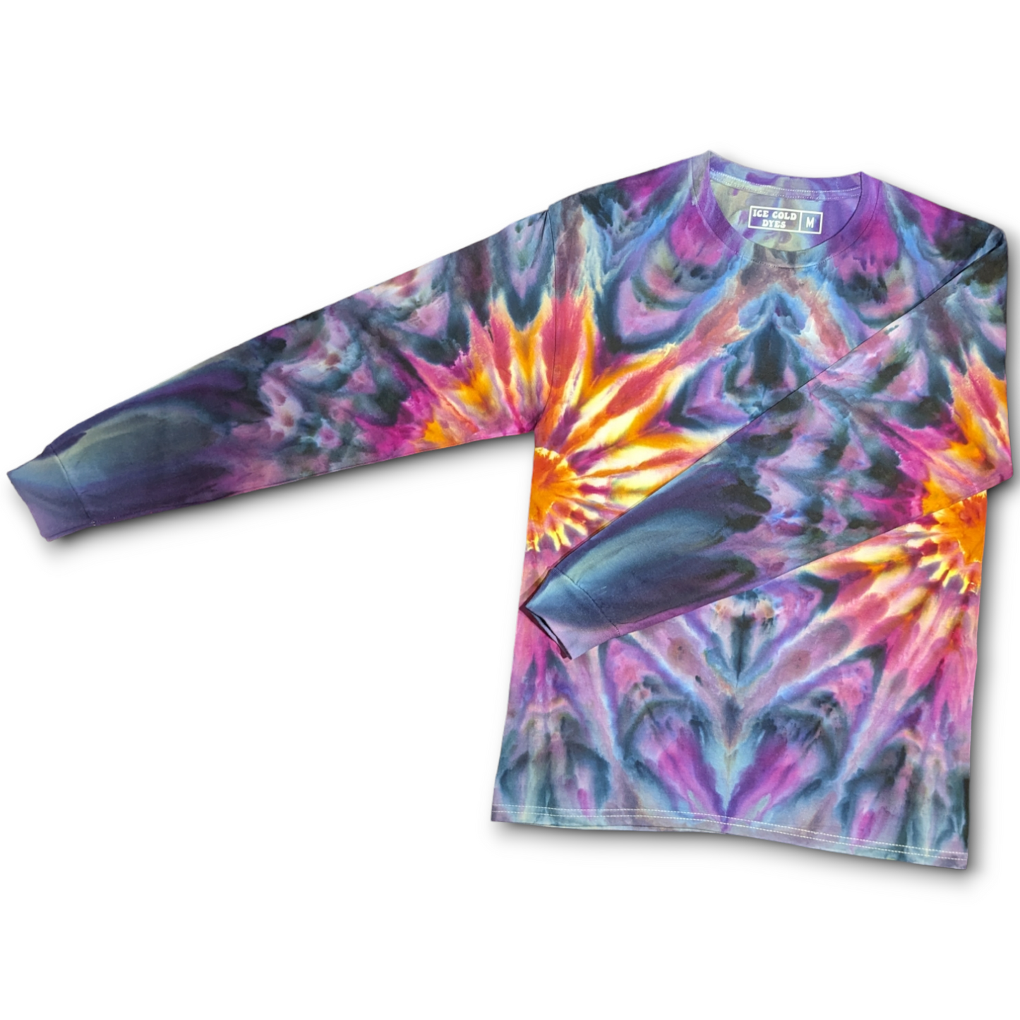 Purple Sunrise Folds For Fall - Medium Long Sleeve Ice Dyed Shirt