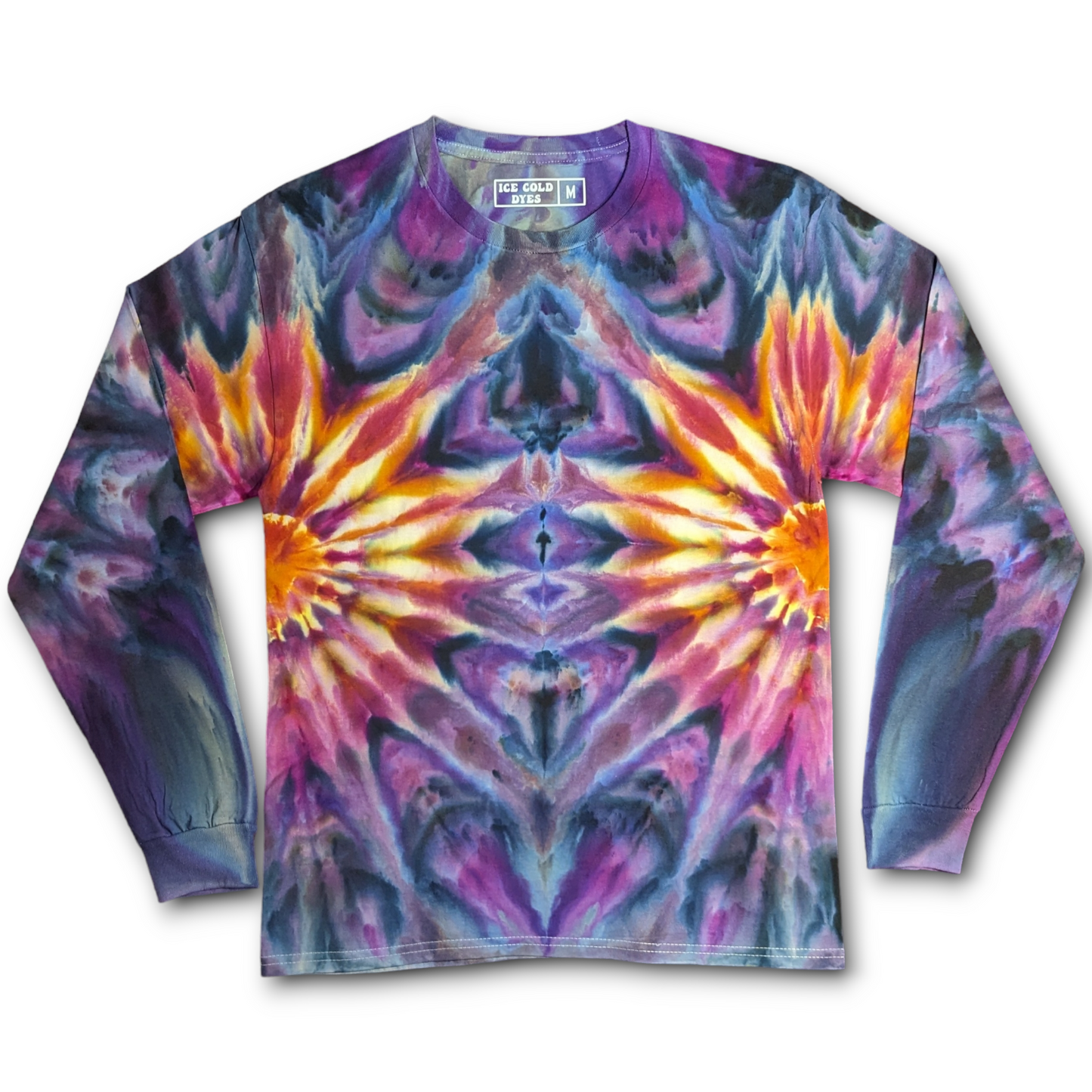 Purple Sunrise Folds For Fall - Medium Long Sleeve Ice Dyed Shirt