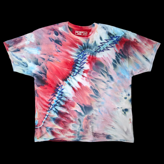 Bolt Blues - Grateful Dead Inspired Ice Dyed Shirt - 2X