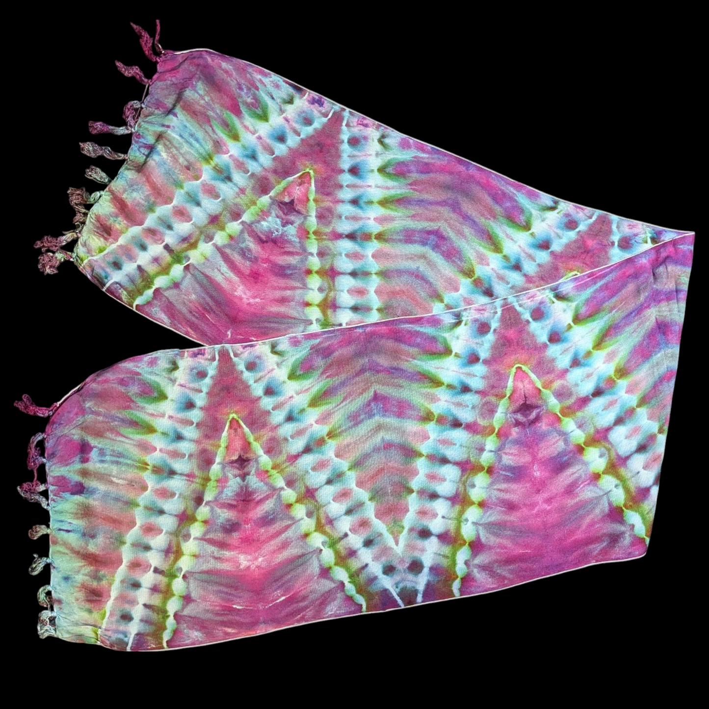 Lightweight Ice Dyed Scarves with Fringe Ends 76"x22"