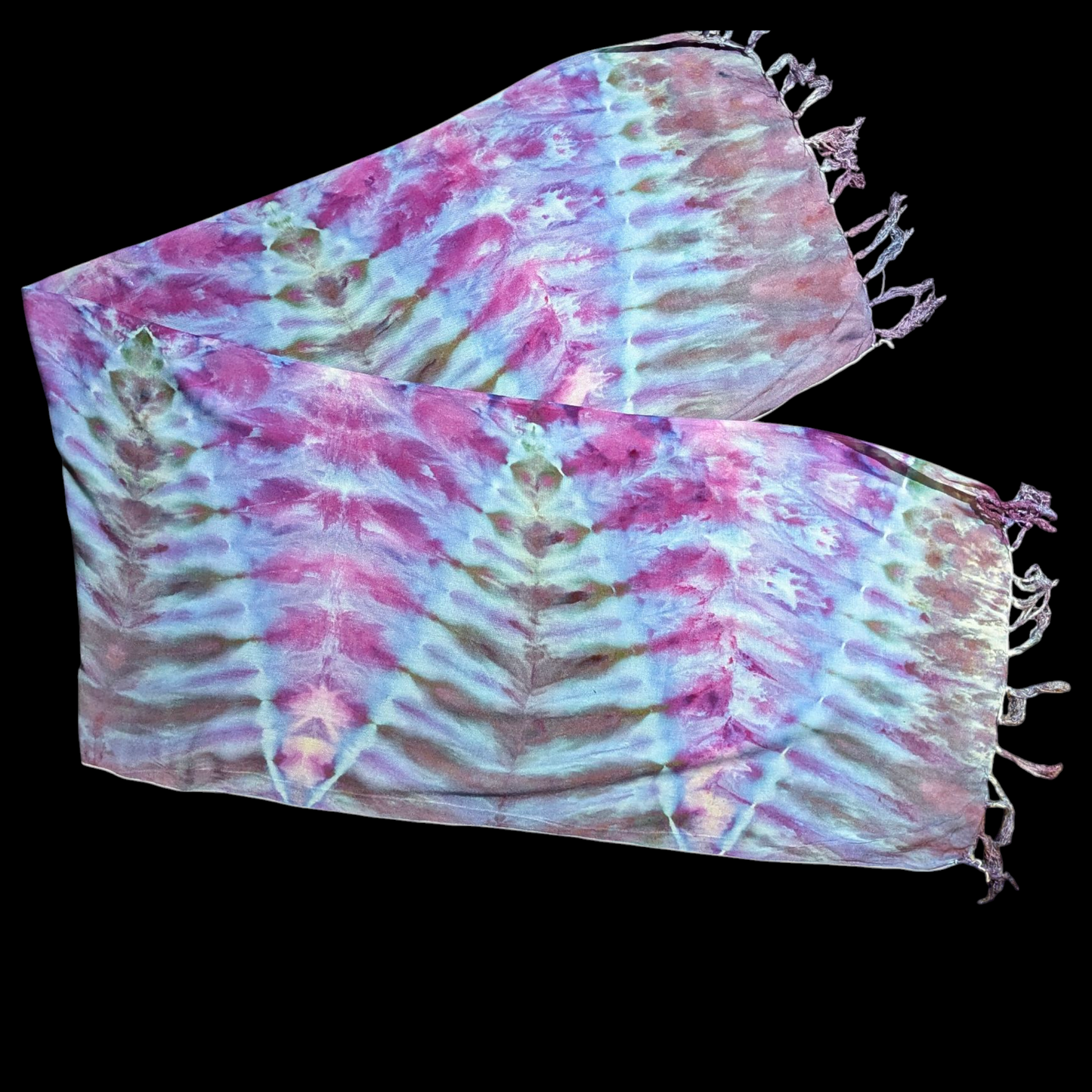 Lightweight Ice Dyed Scarves with Fringe Ends 76"x22"