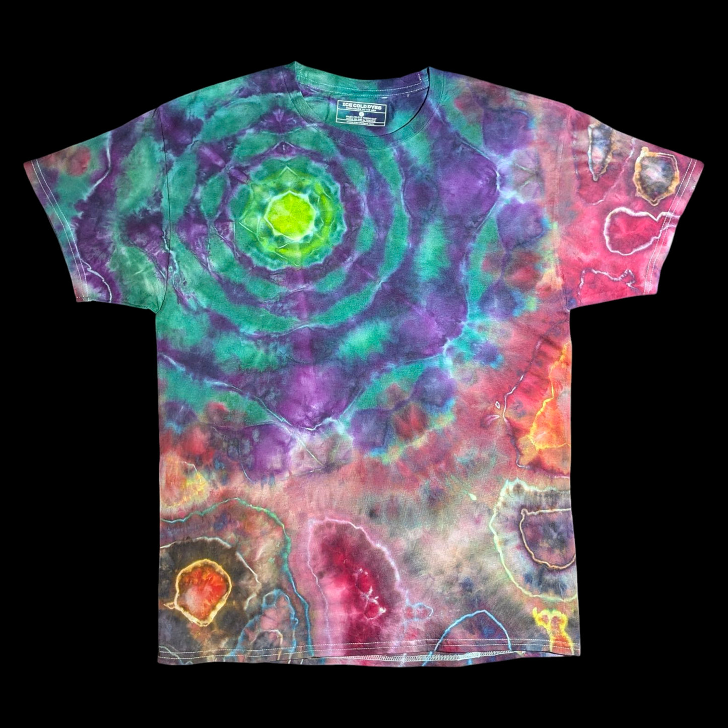 Emerald Storm - Large Ice Dyed Shirt - one of a kind wearable art