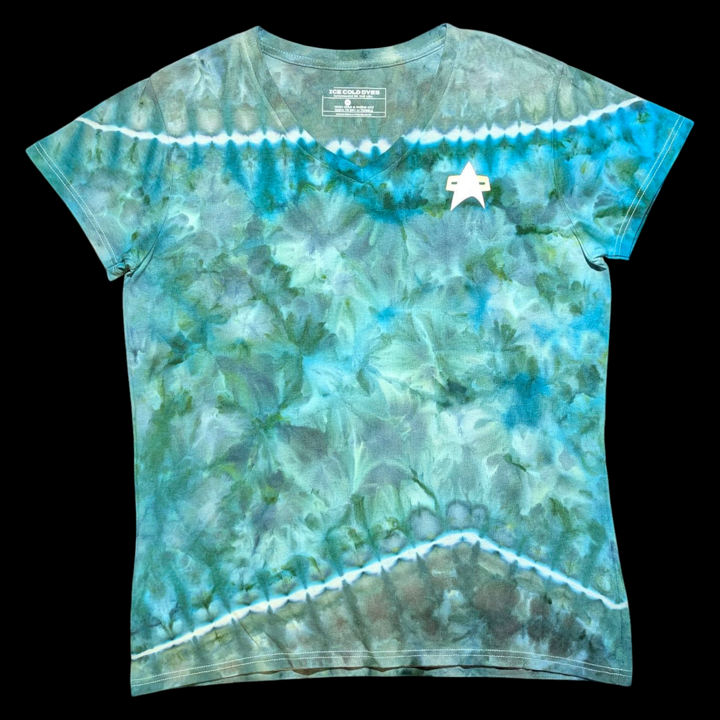 Ladies V-Neck Star Trek Inspired Ice Dyed Shirts (In-Stock)