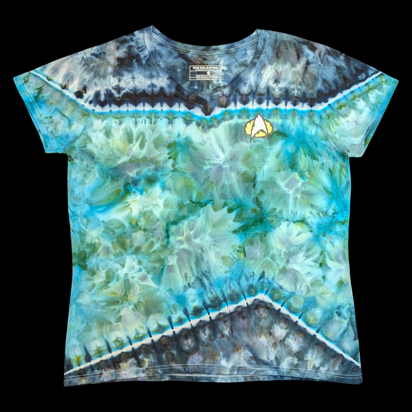 Ladies V-Neck Star Trek Inspired Ice Dyed Shirts (In-Stock)