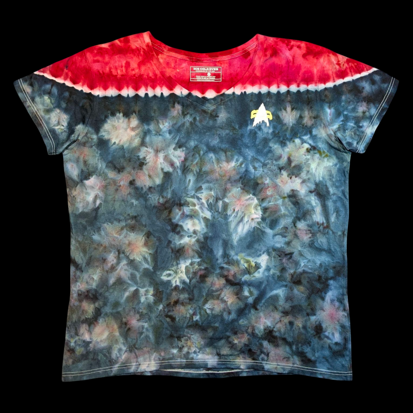 Ladies V-Neck Star Trek Inspired Ice Dyed Shirts (In-Stock)