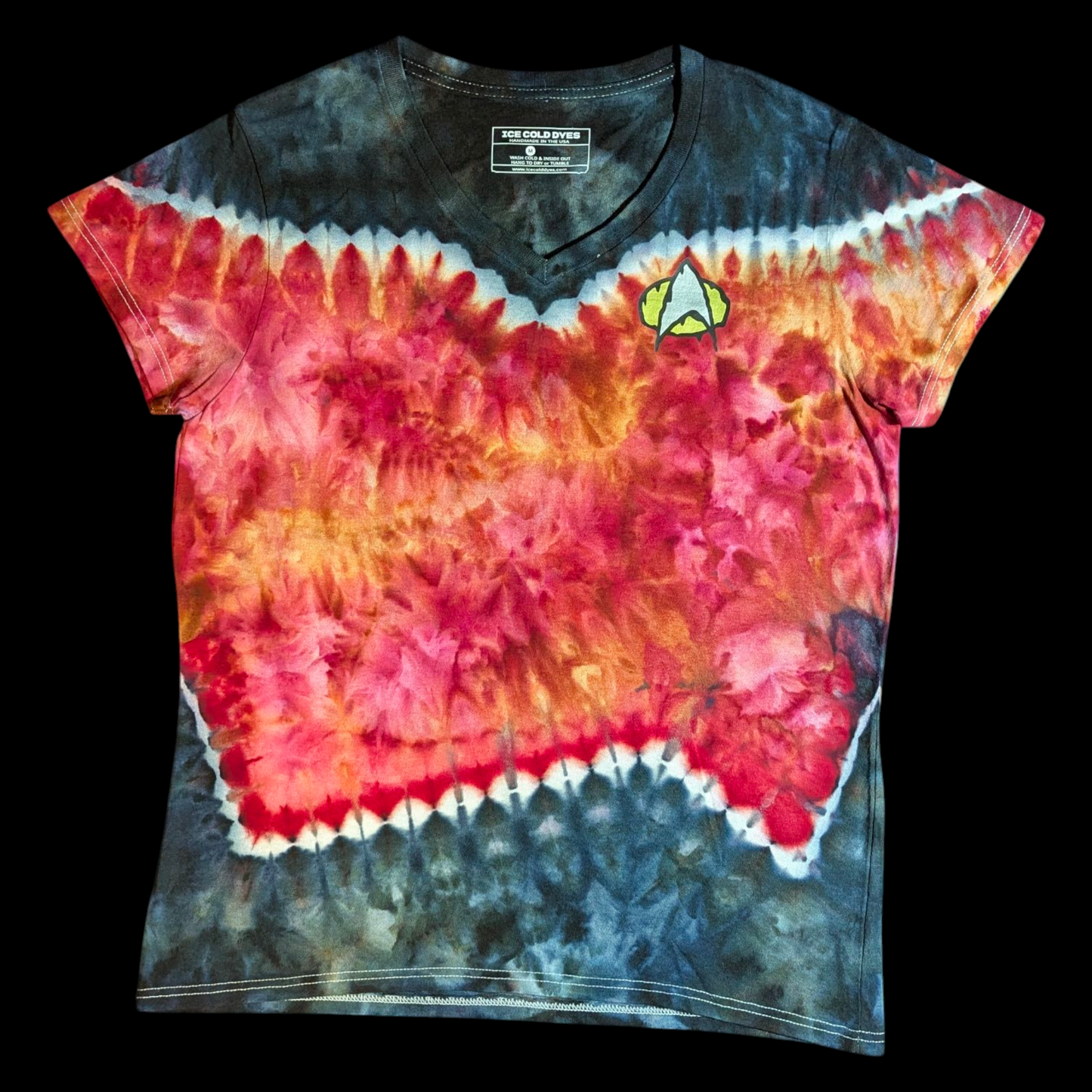 Ladies V-Neck Star Trek Inspired Ice Dyed Shirts (In-Stock)