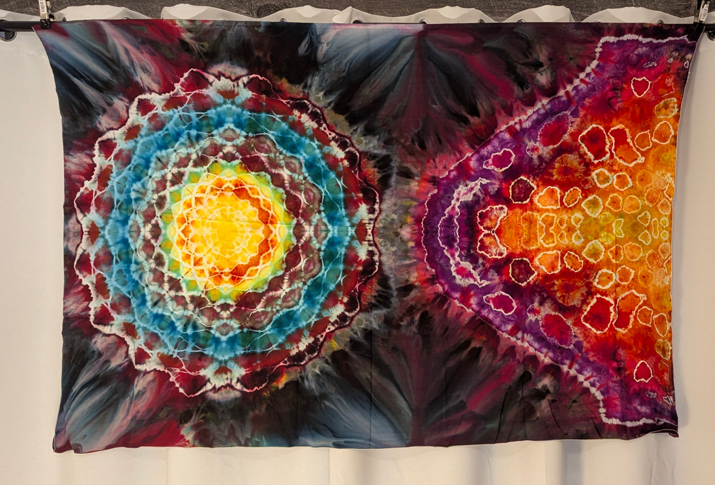 Floating Mandala Burst - Soft Rayon Ice Dyed Tapestry / Sarong