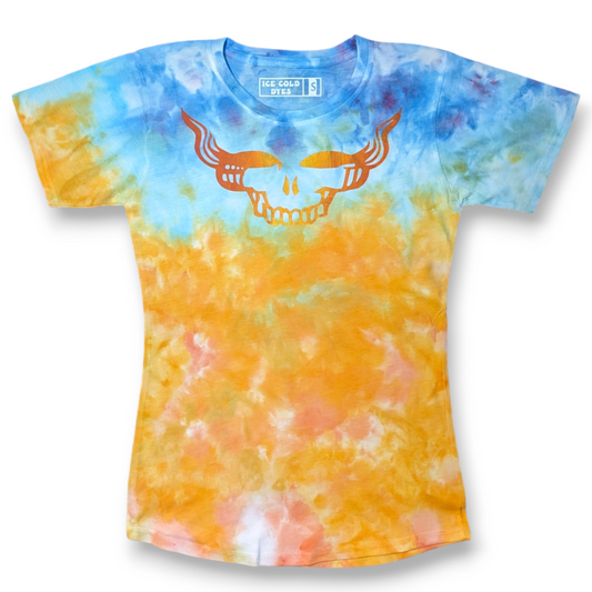 Steal Your Face Right Off Your head - ladies Small ice dyed shirt