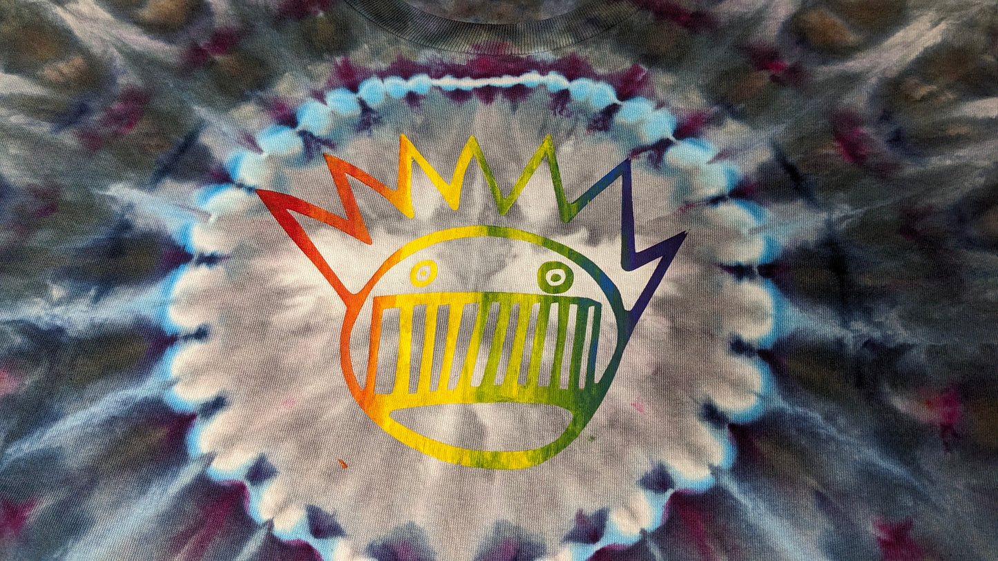 Double Sided Rainbow Boognish Feathers - 2XL Ween Inspired Ice Dyed Shirt