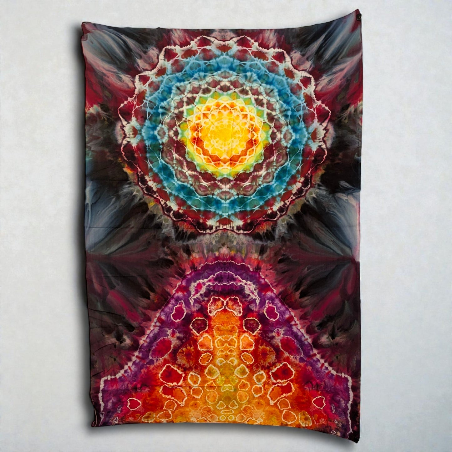 Floating Mandala Burst - Soft Rayon Ice Dyed Tapestry / Sarong