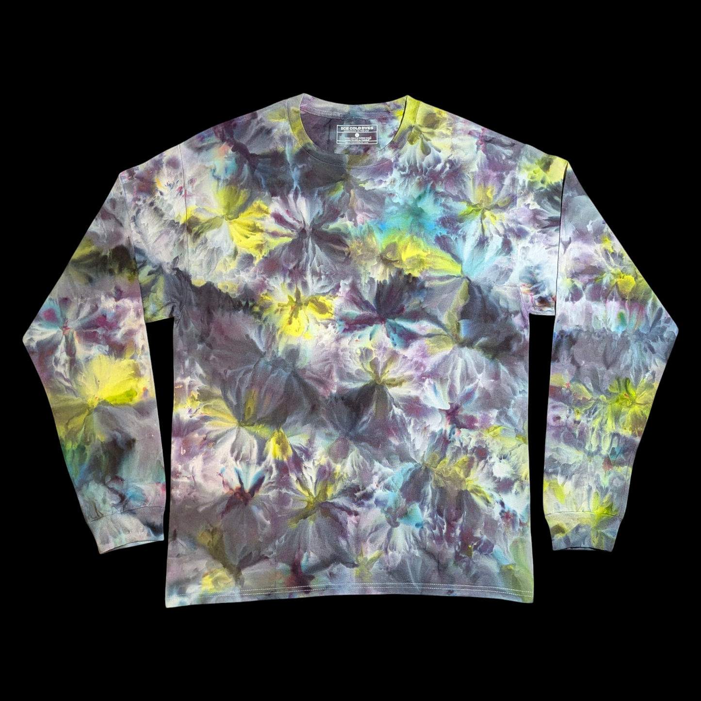 Floral Dark Boost - Large Long Sleeve Ice Dyed Shirt