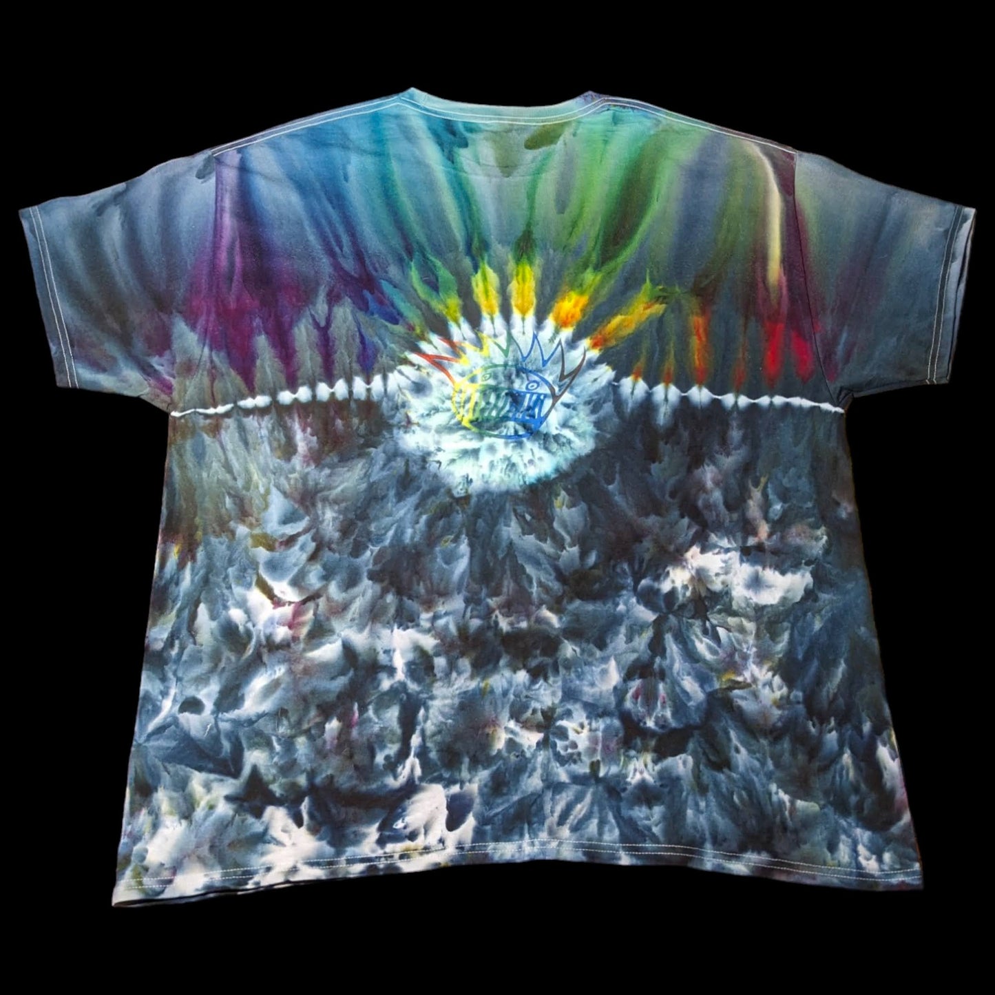 Fundraiser Benefit - XL Ween Inspired Black Rainbow Ice/Tie Dye Screen Printed Shirt