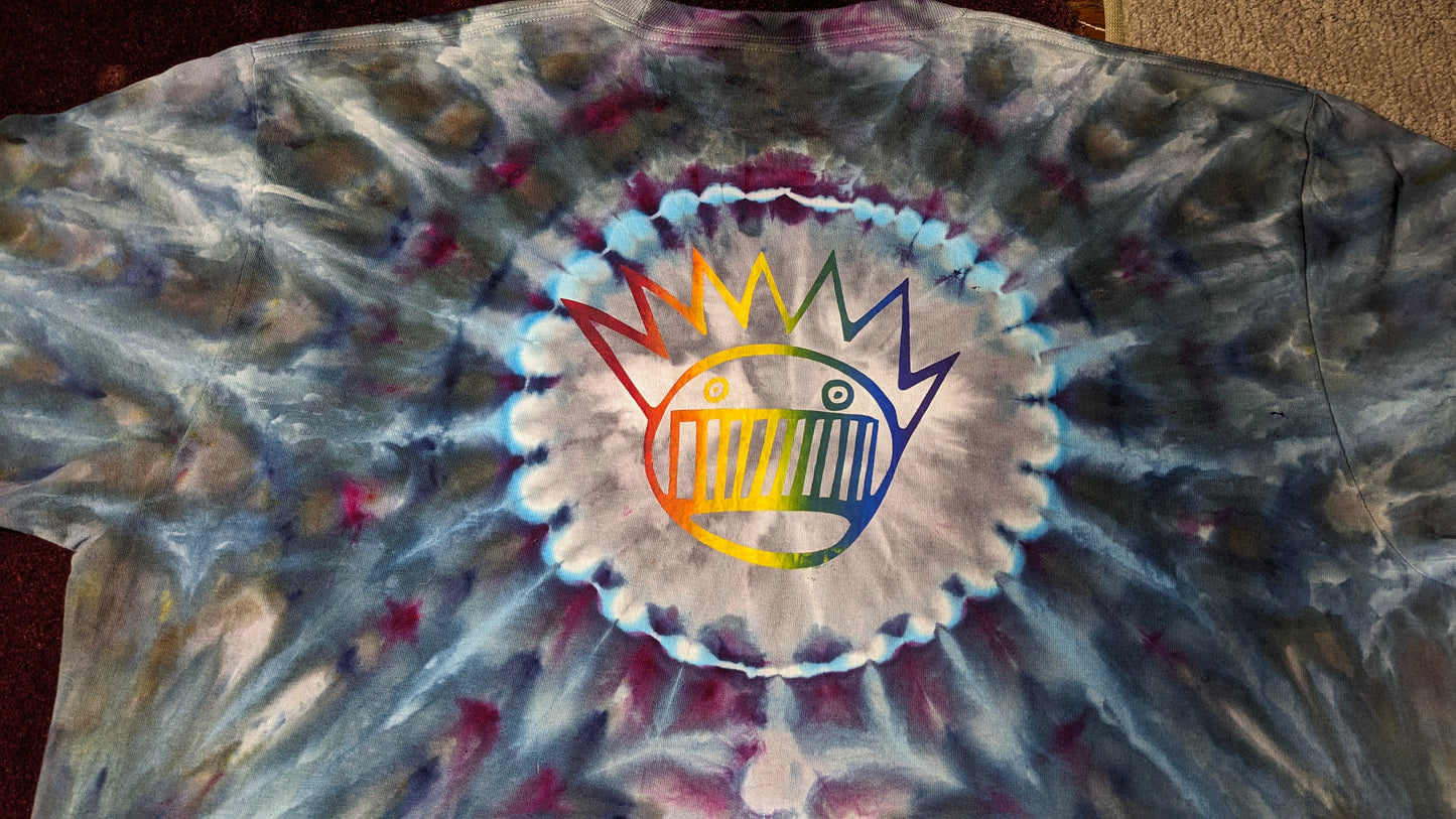 Double Sided Rainbow Boognish Feathers - 2XL Ween Inspired Ice Dyed Shirt