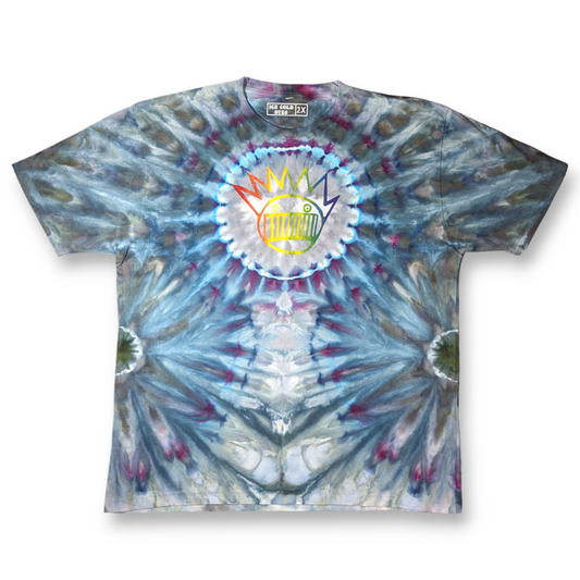 Double Sided Rainbow Boognish Feathers - 2XL Ween Inspired Ice Dyed Shirt