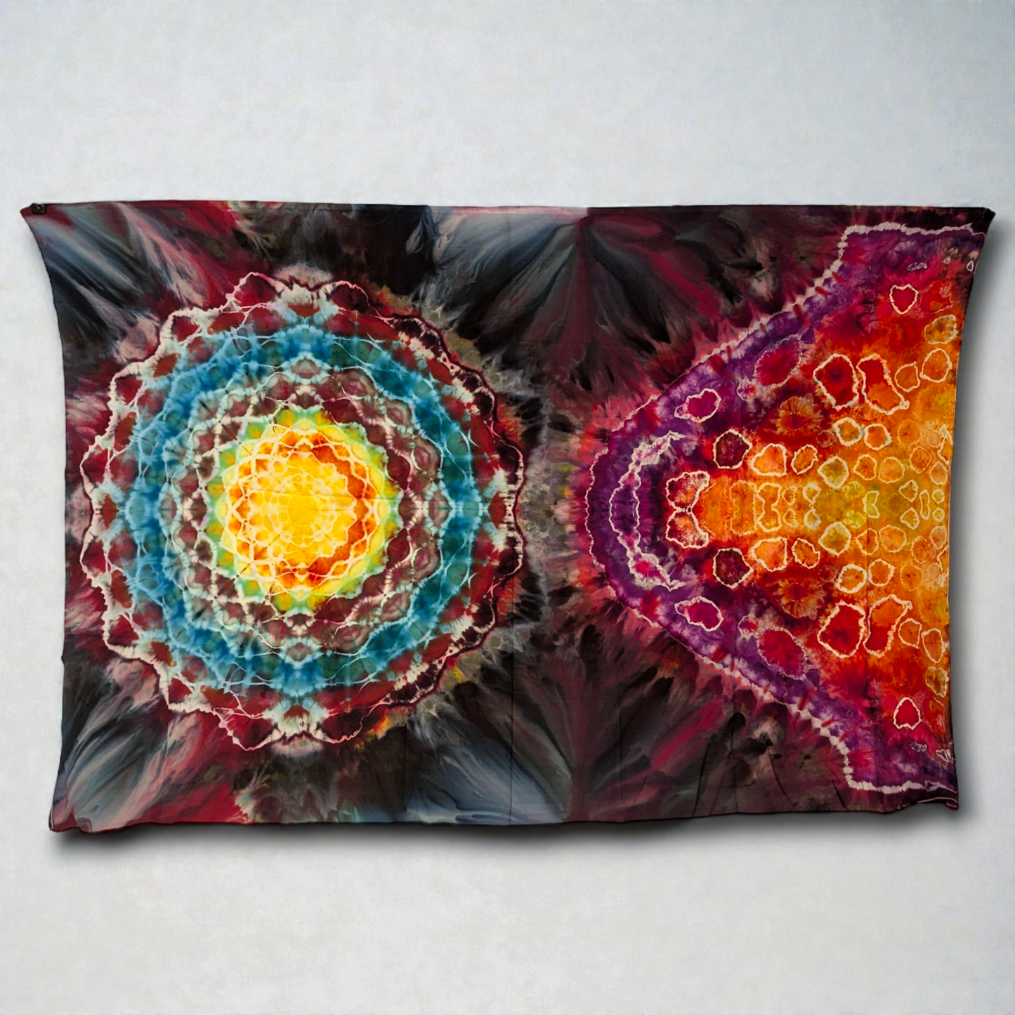 Floating Mandala Burst - Soft Rayon Ice Dyed Tapestry / Sarong