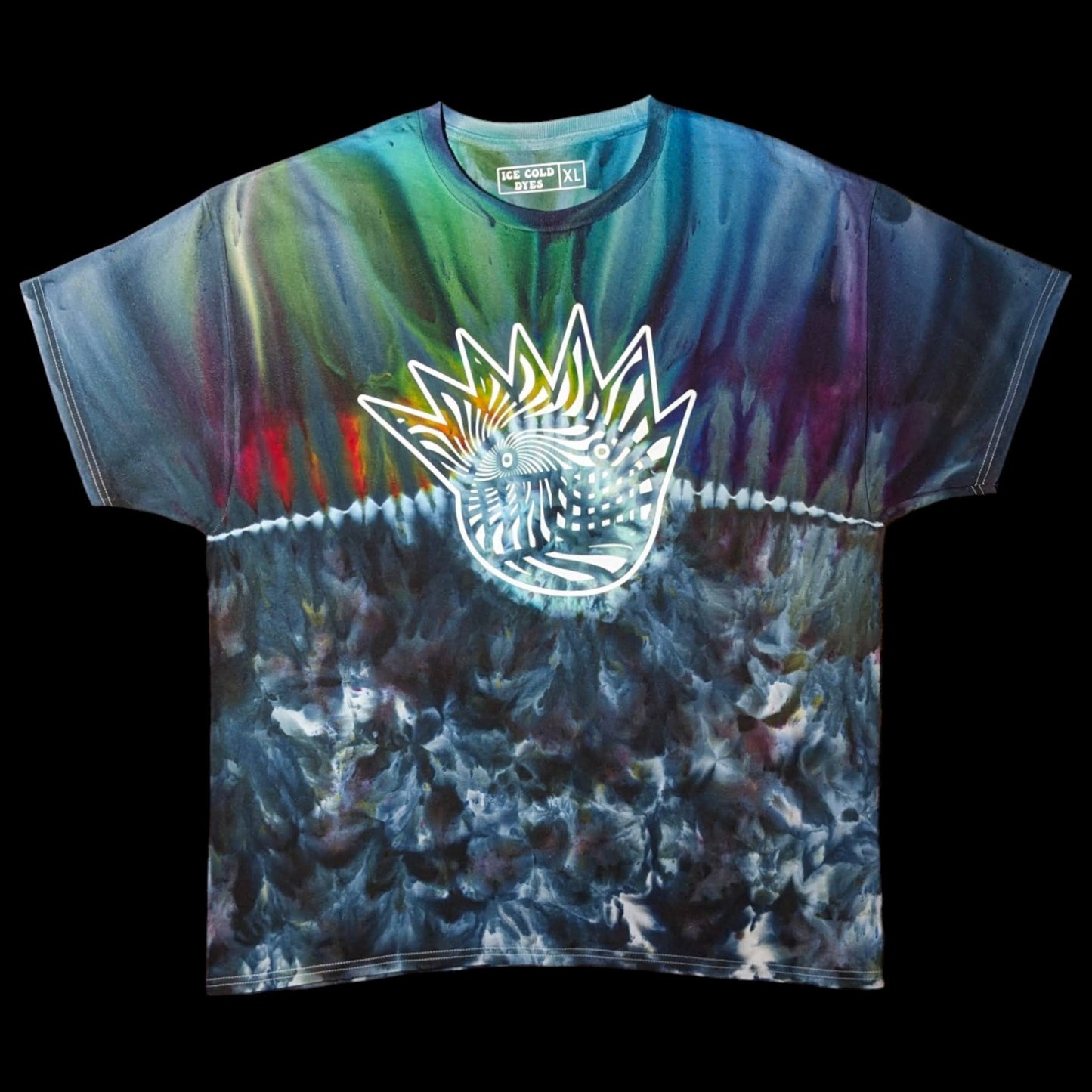 Fundraiser Benefit - XL Ween Inspired Black Rainbow Ice/Tie Dye Screen Printed Shirt