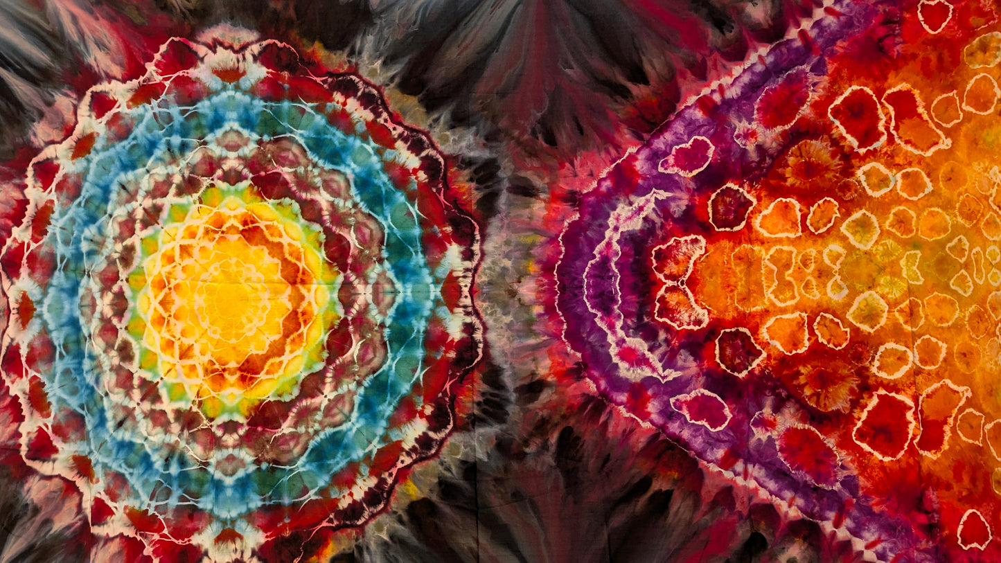 Floating Mandala Burst - Soft Rayon Ice Dyed Tapestry / Sarong
