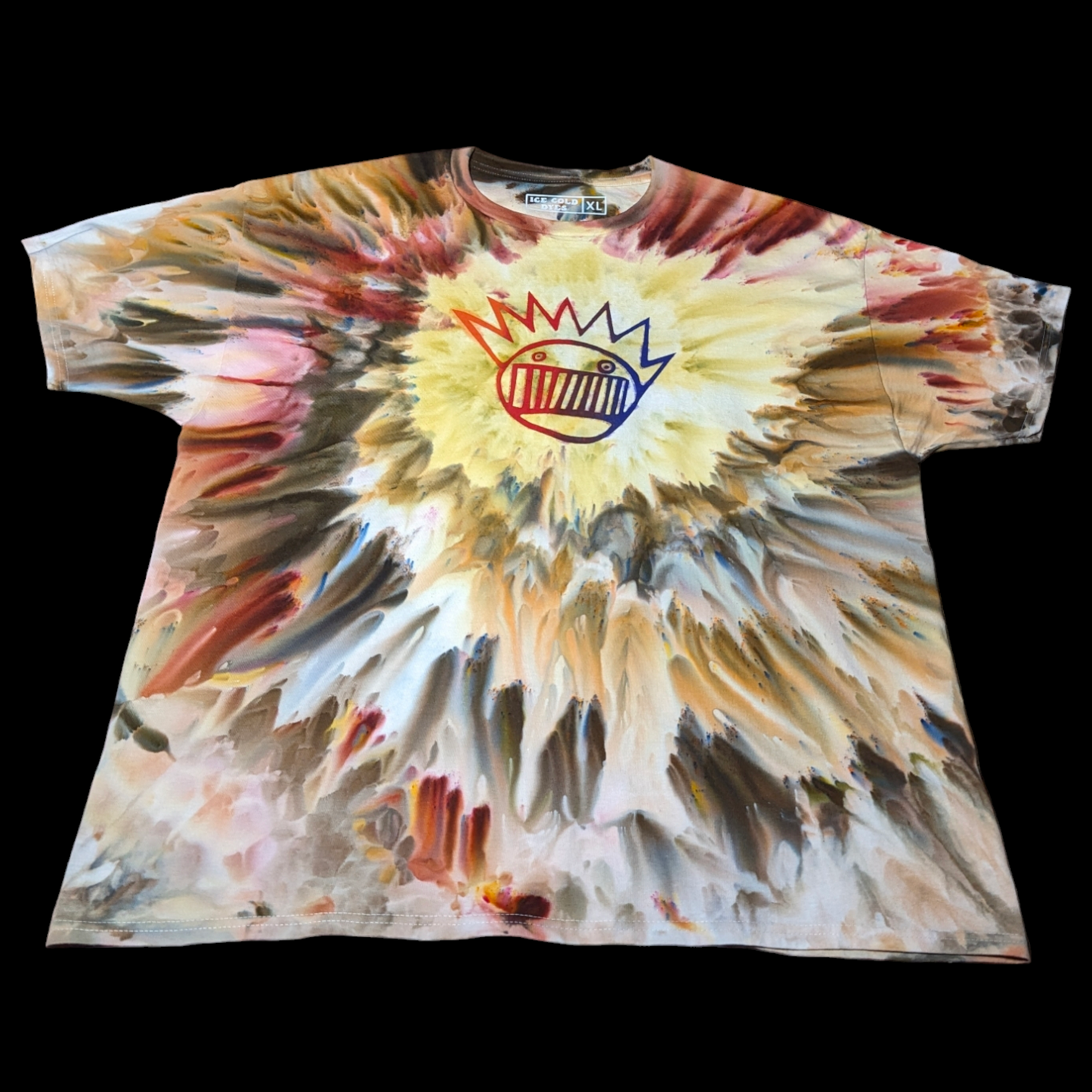 Brown Splatter Watercolor Boognish - XL Ice Dyed Ween Shirt