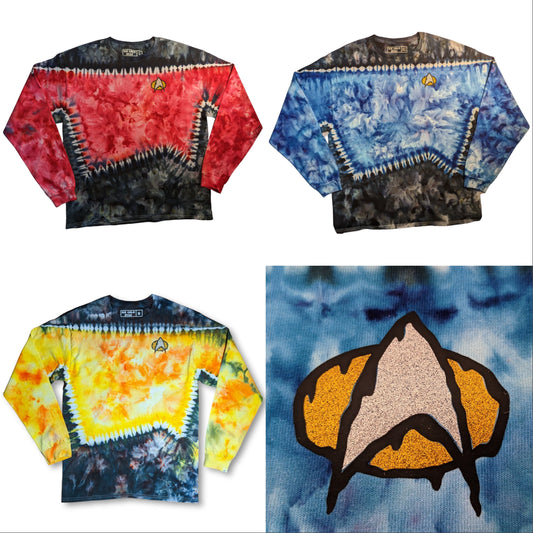 Made To Order Star Trek Uniform Long Sleeve Tie Dye Shirt